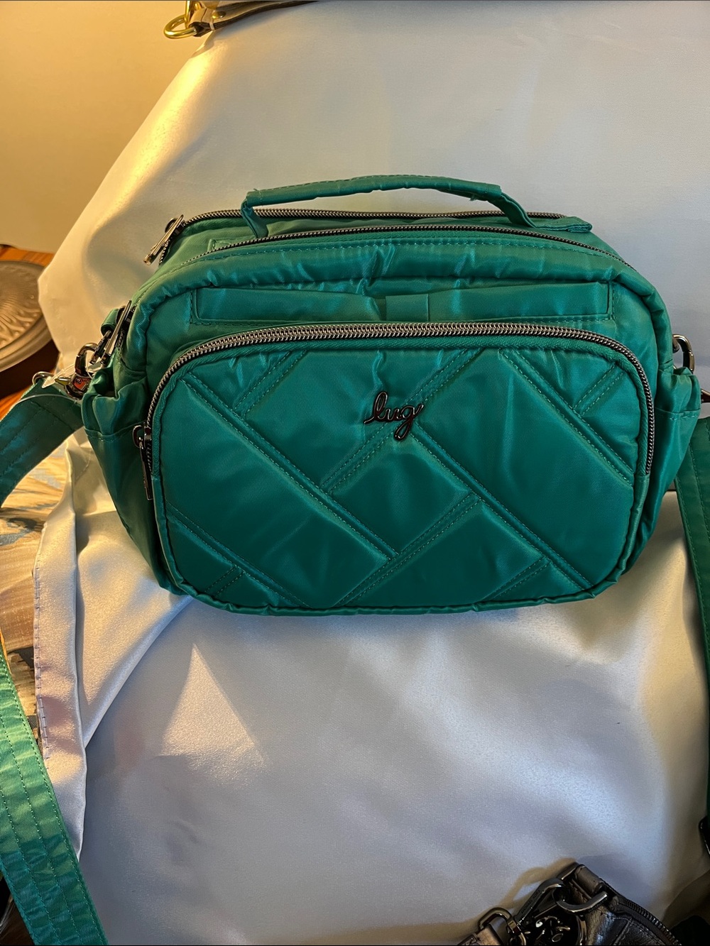 lug Boomer Emerald Quilted Crossbody Shoulder Bag NWT